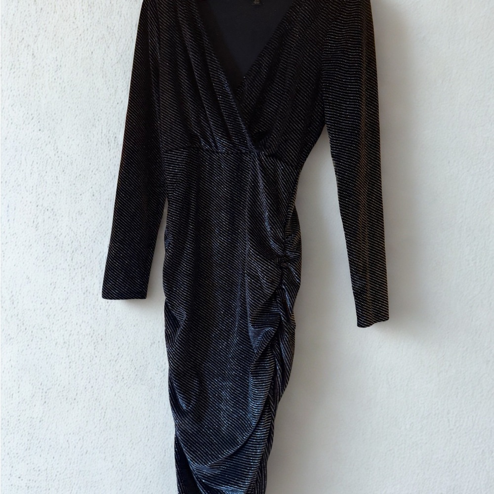 Thalia Sodi Black and Silver Long Sleeve Dress